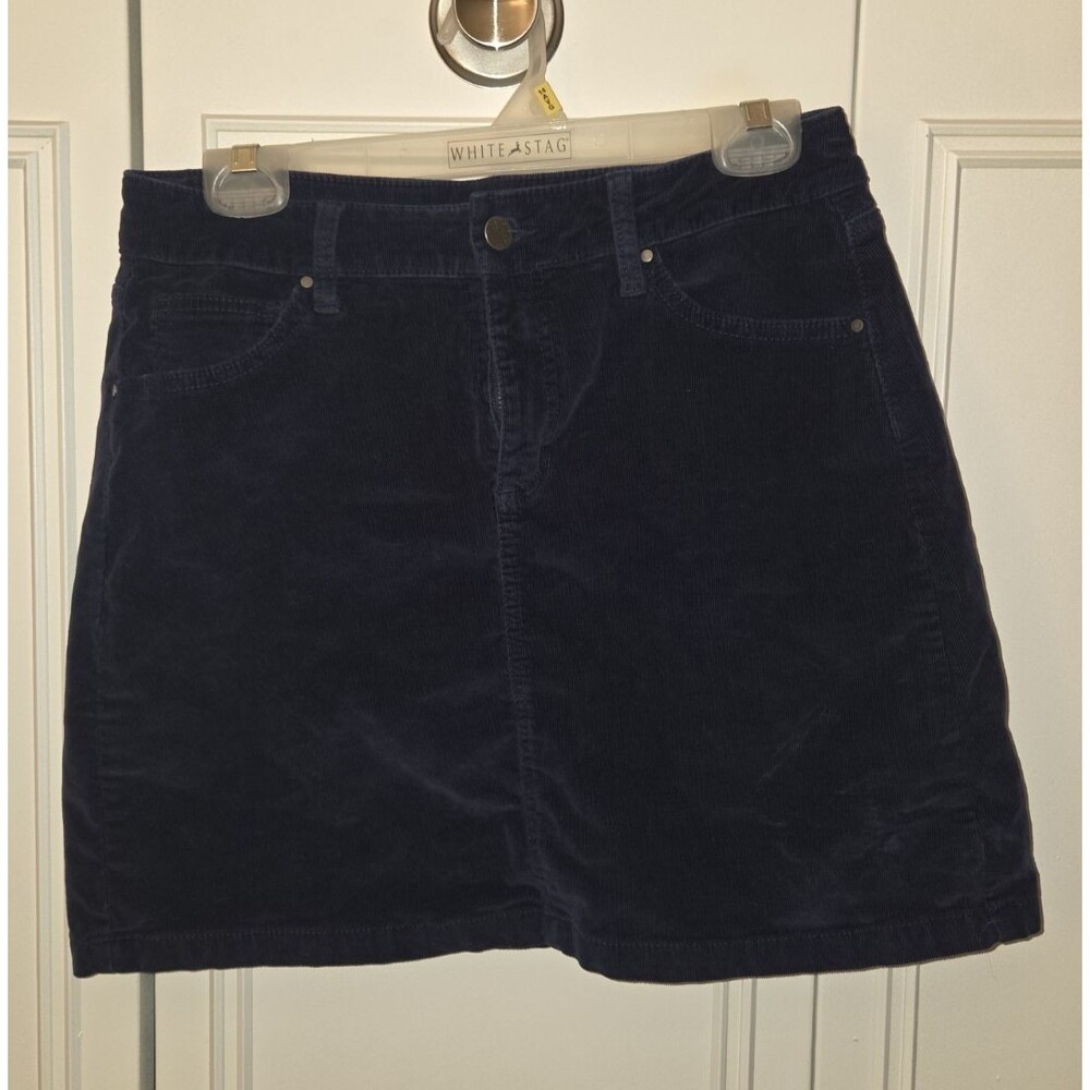 Market & Spruce Blue Corduroy Button Front Mini Skirt Pockets Size 6